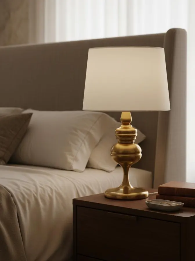 Lussolight eskitme pirinç klasik tarz masa lambası yakın çekim